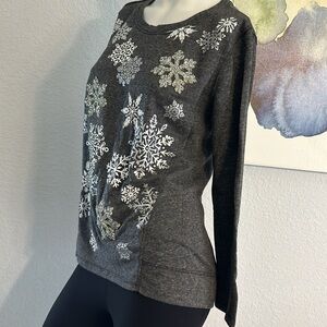 Style&co  Womens Sweater Snowflakes Long Sleeve